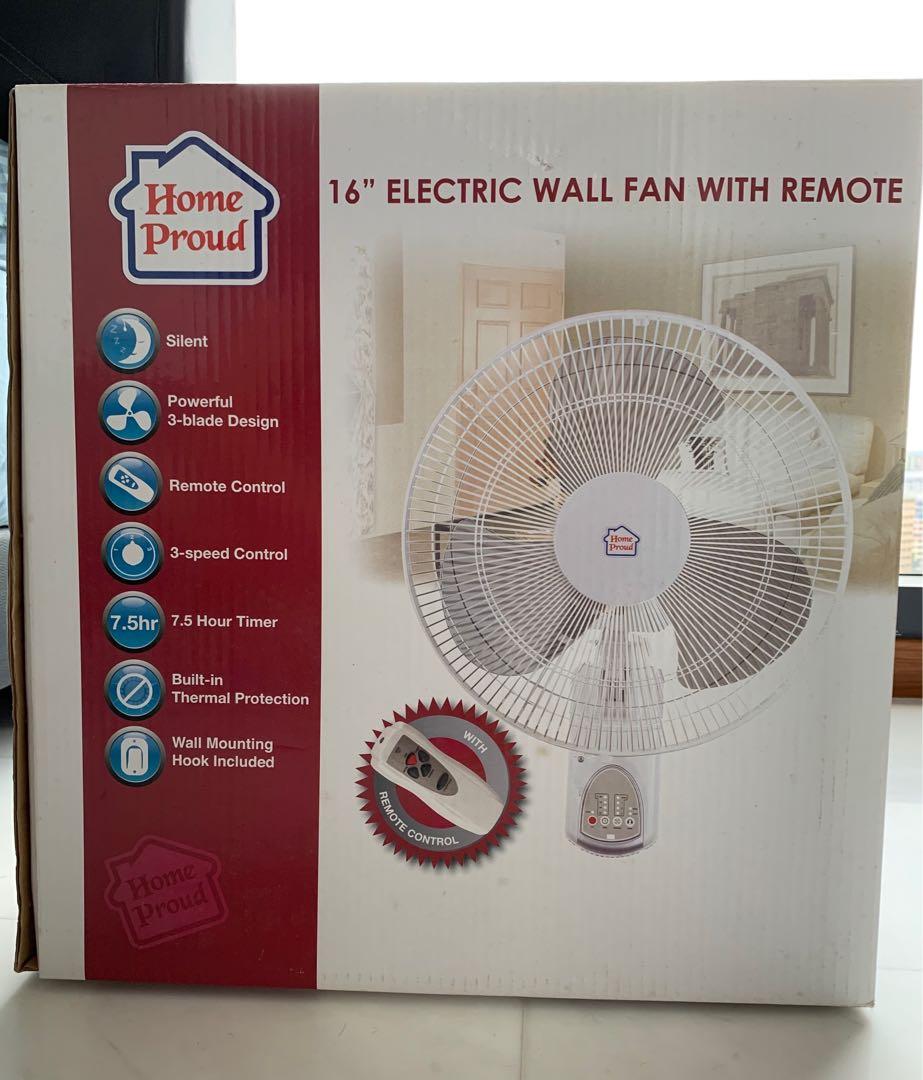16” electric wall fan with remote, Furniture & Home Living, Lighting