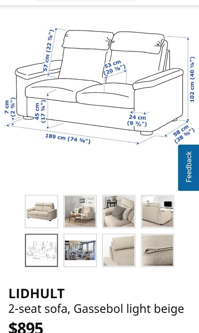 2seater Sofa IKEA Lidhult, Furniture & Home Living, Furniture, Sofas on  Carousell