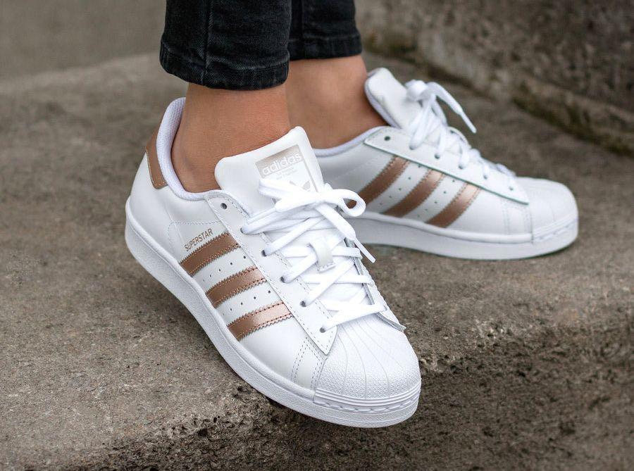 Adidas Superstar White/ Gold, Women's Fashion, Shoes, Sneakers on Carousell