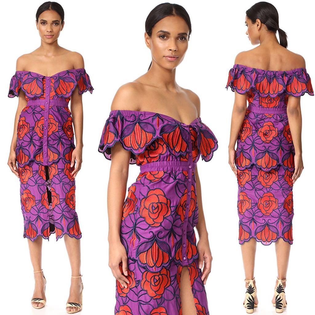 Alice Mccall Inspired Tutti Frutti Off Shoulder Scalloped Hem Hi