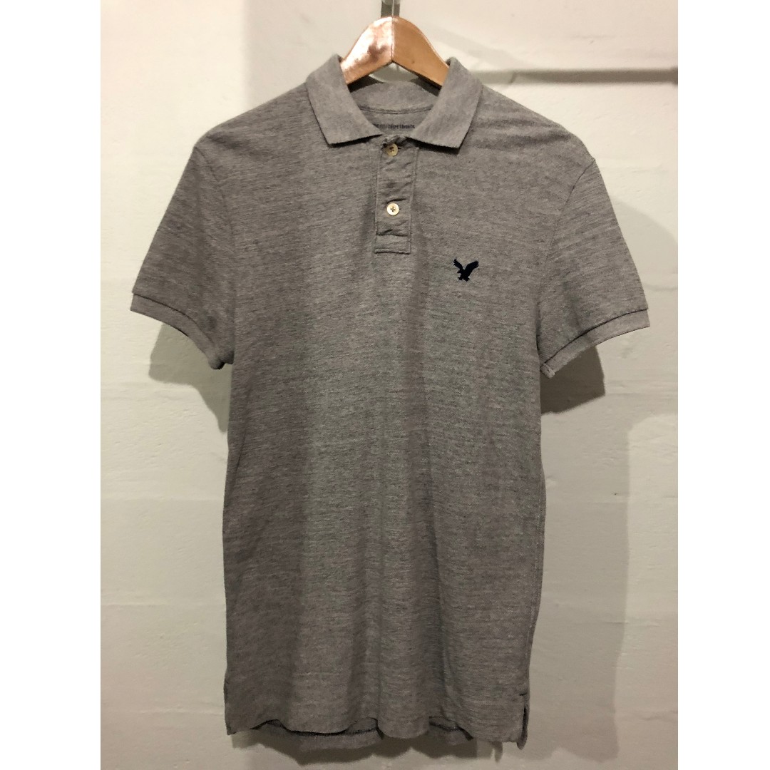 American Eagle Grey Polo Tee Shirt Men S Fashion Clothes Tops On Carousell