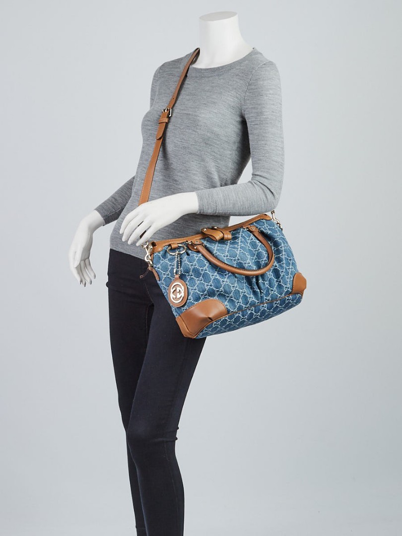 gucci blue denim handbolsa