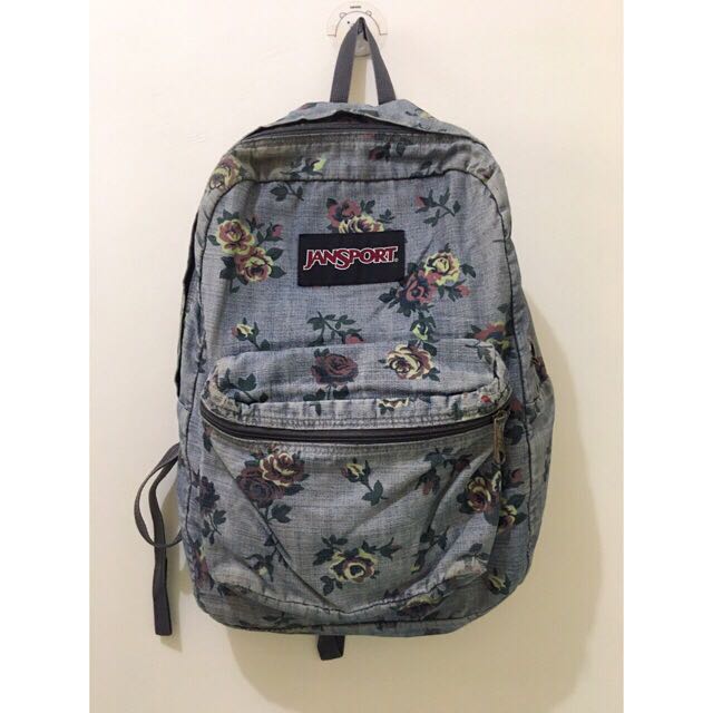 jansport gray floral backpack