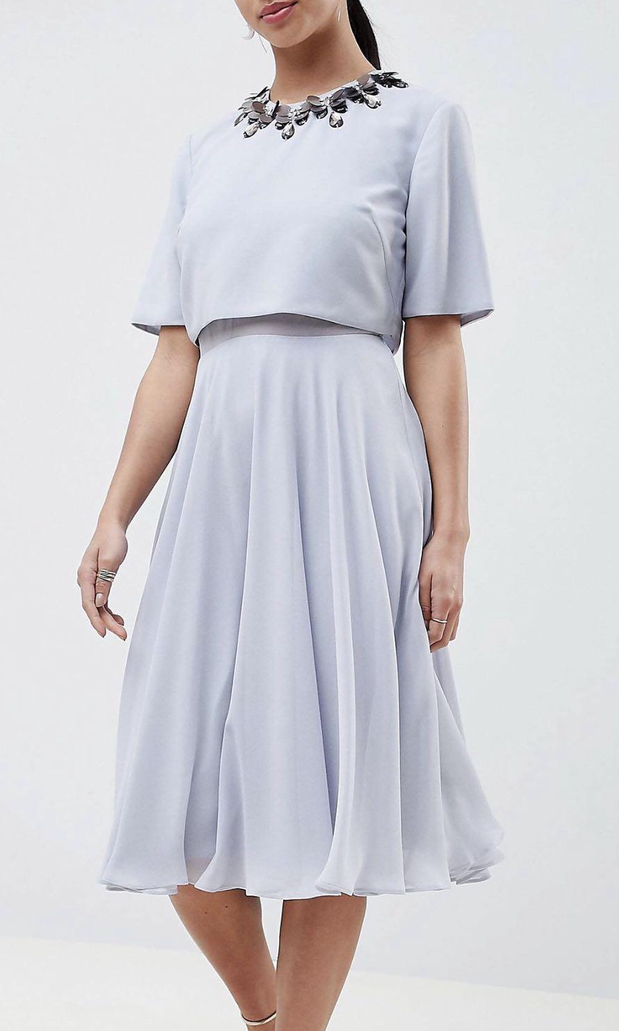 asos blue embellished dress