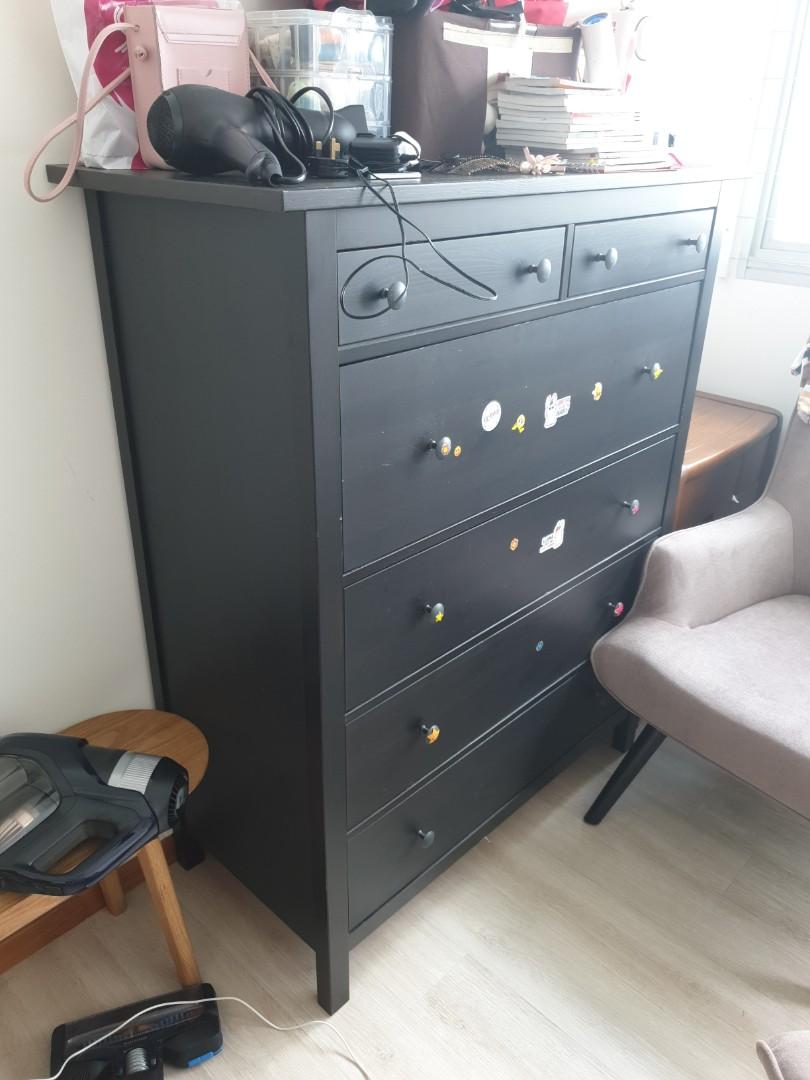 Chest Of 6 Drawers Ikea Hemnes Black Furniture Shelves