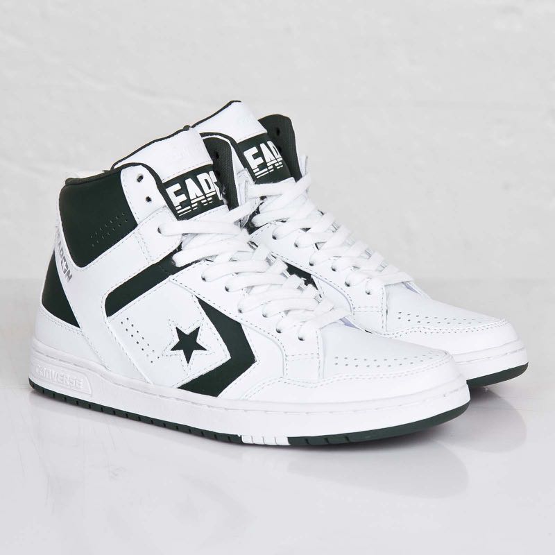 converse weapon mid white green