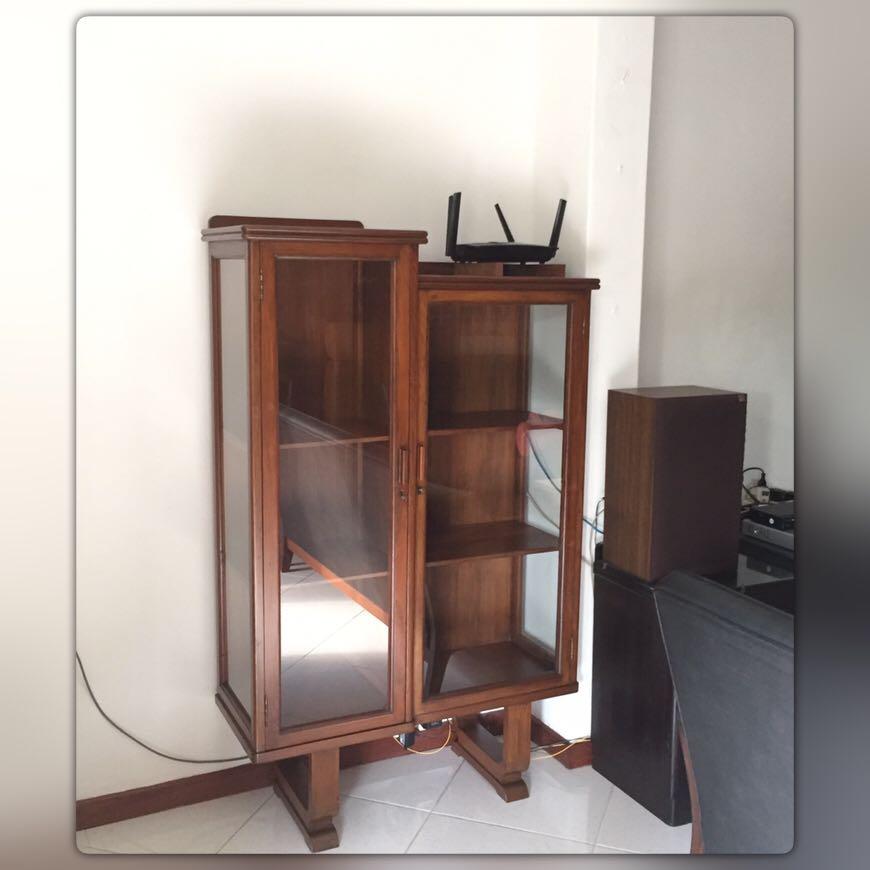 Reserved Free Delivery Of U Leg Teak Glass Display Cabinet