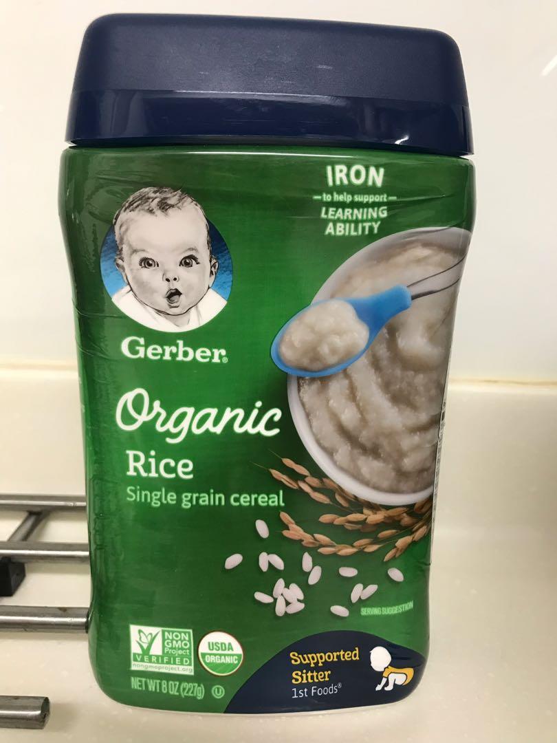 Gerber organic iron fortified white rice cereal, Babies & Kids, Nursing