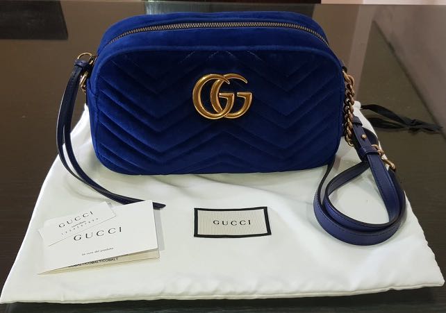 blue velvet gucci handbag