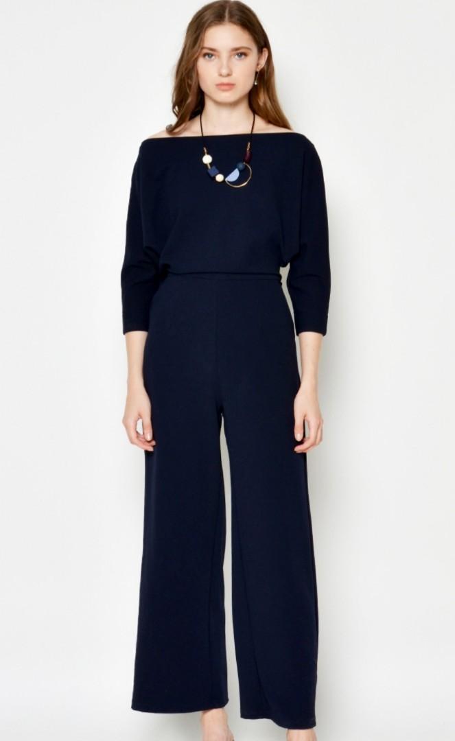 navy batwing jumpsuit