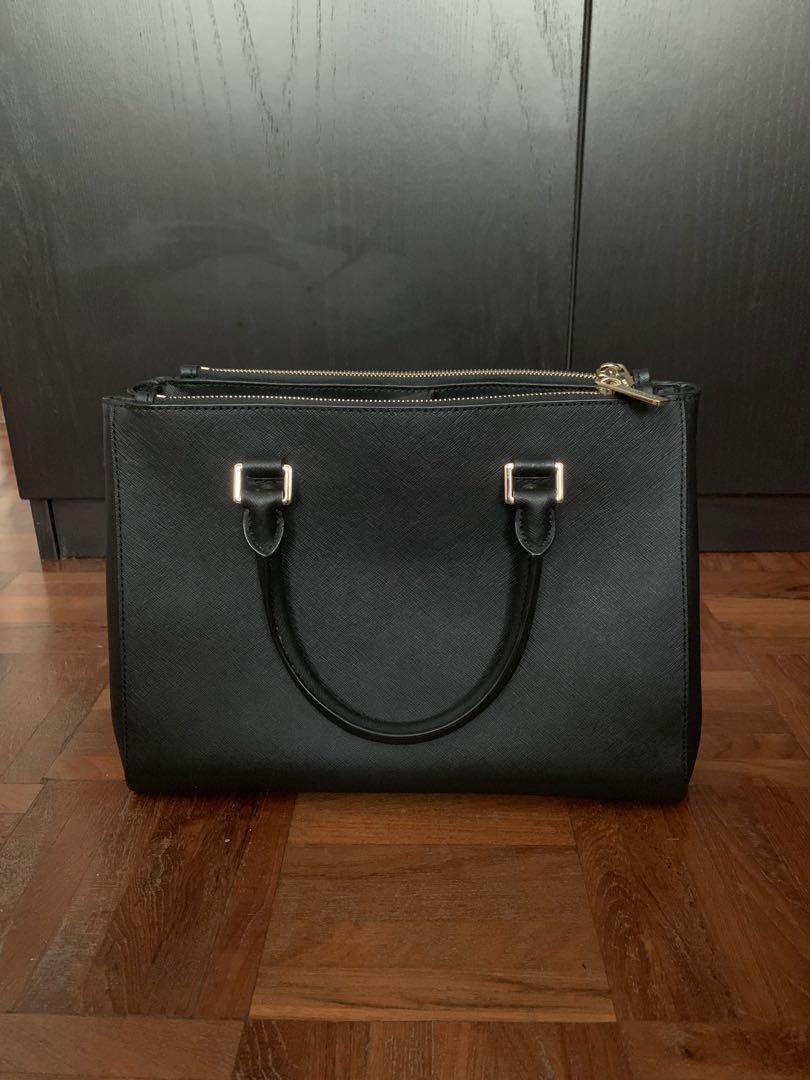 Michael Kors Sutton Medium Saffiano Leather Satchel in Black
