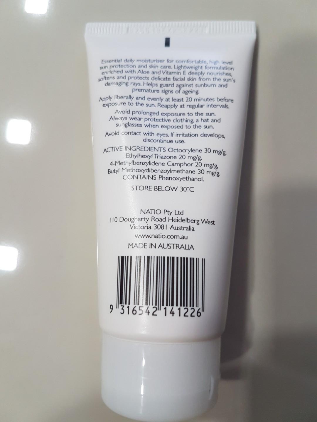 natio face moisturiser spf 50