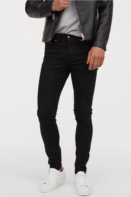 H\u0026M Black Denim Jeans Straight Slim 