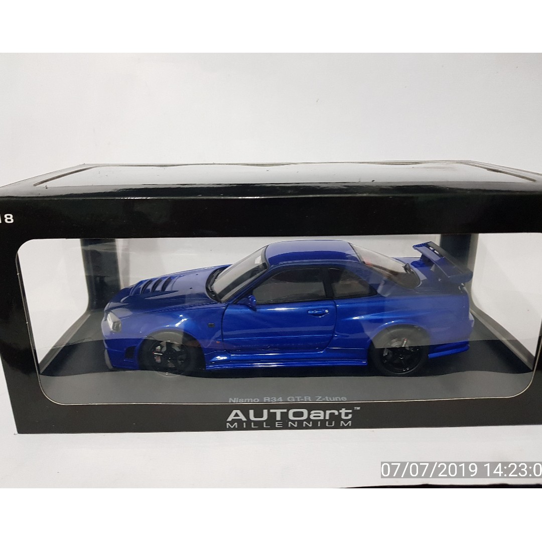 1 18 Nismo R34 Gt R Z Tune Bayside Blue Hobbies Toys Toys Games On Carousell