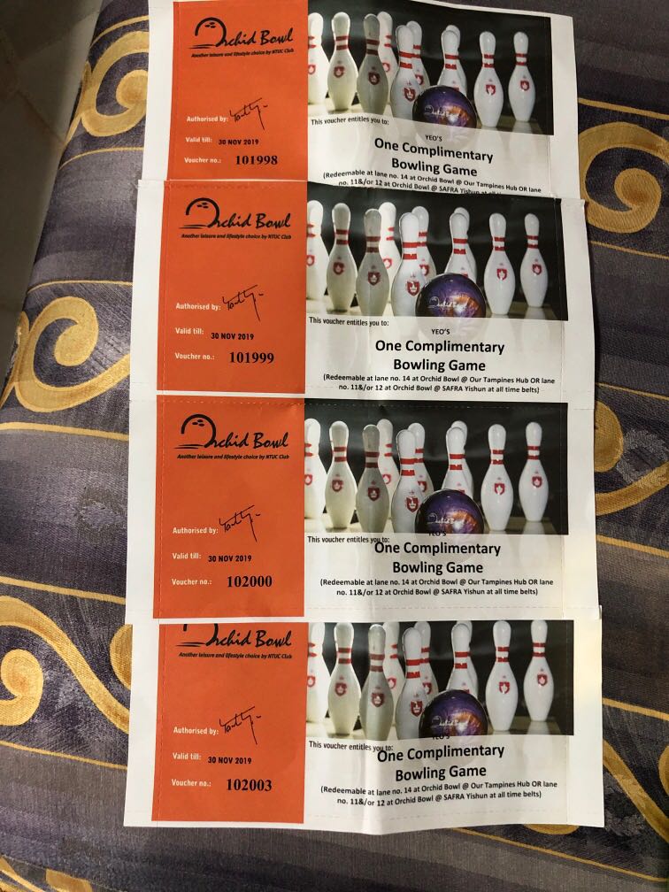 Orchid Bowl Bowling Game Our Tampines Hub Or Safra Yishun Anywhrcarousell Tickets Vouchers Vouchers On Carousell