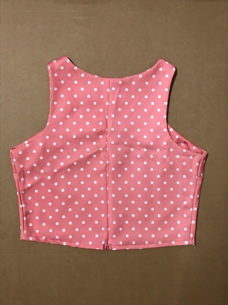 pink polka dot crop top