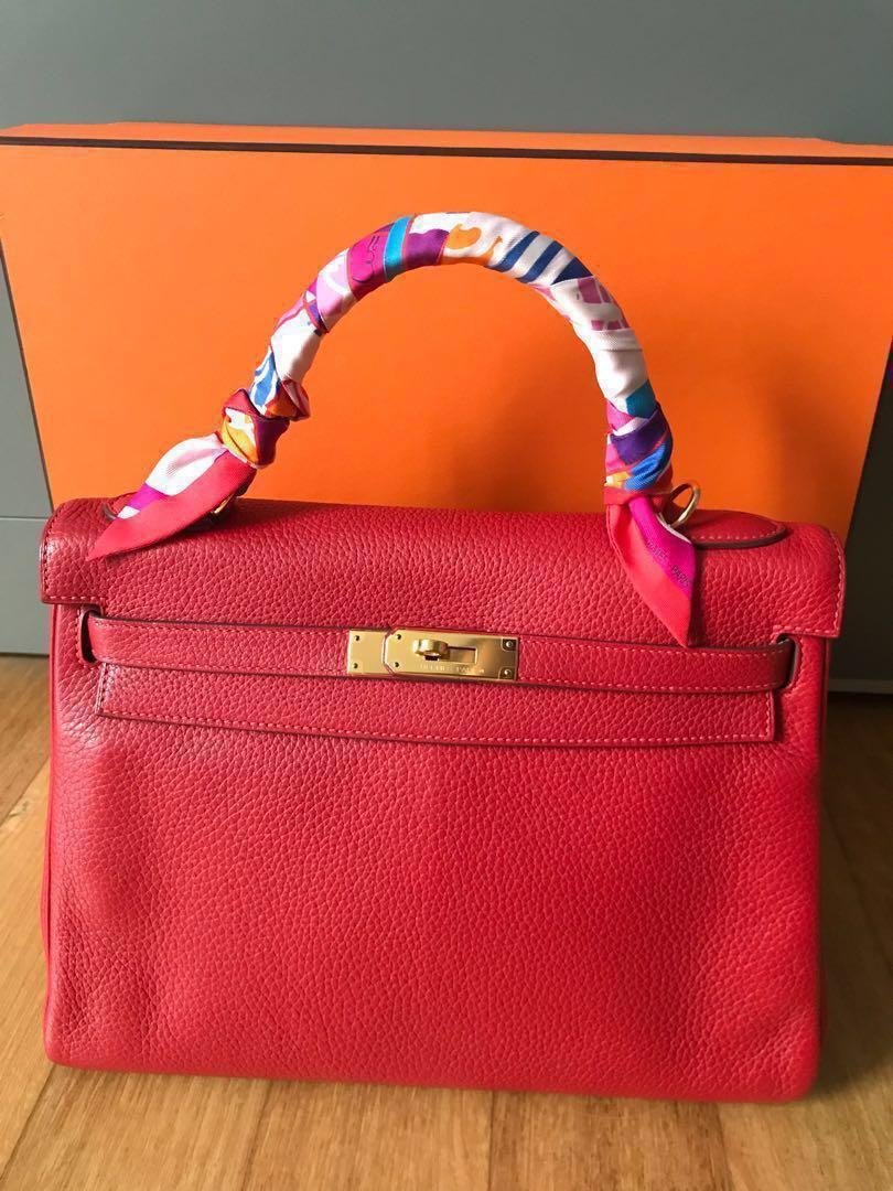 Price Reduced a lot Hermes Kelly 32 Rouge Casaque Q stamp