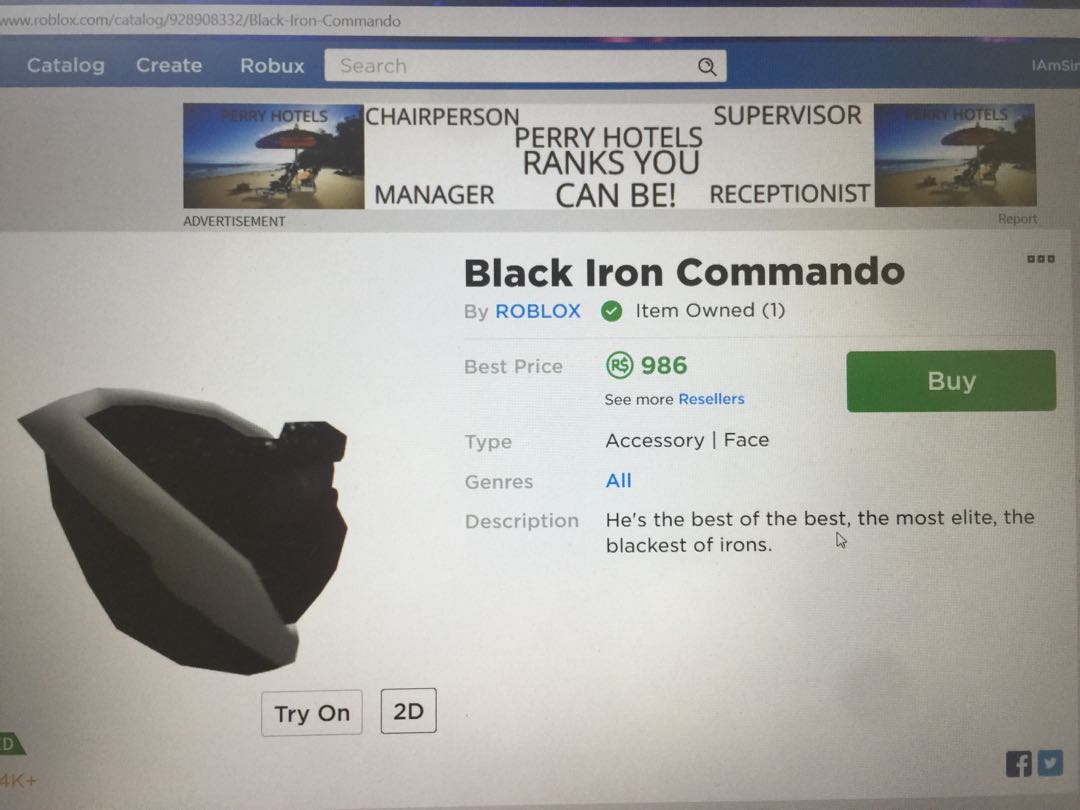 Roblox Black Iron Commando Suit