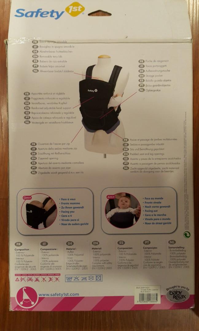 Safety first carrier (Category: Carriers & Slings) located in Manila. Submitted by induljenceco (Listing ID 237781296, Image 2). Description: Bought for 1600+ at SM RFS: many carrier Mop: metrobank or bdo.