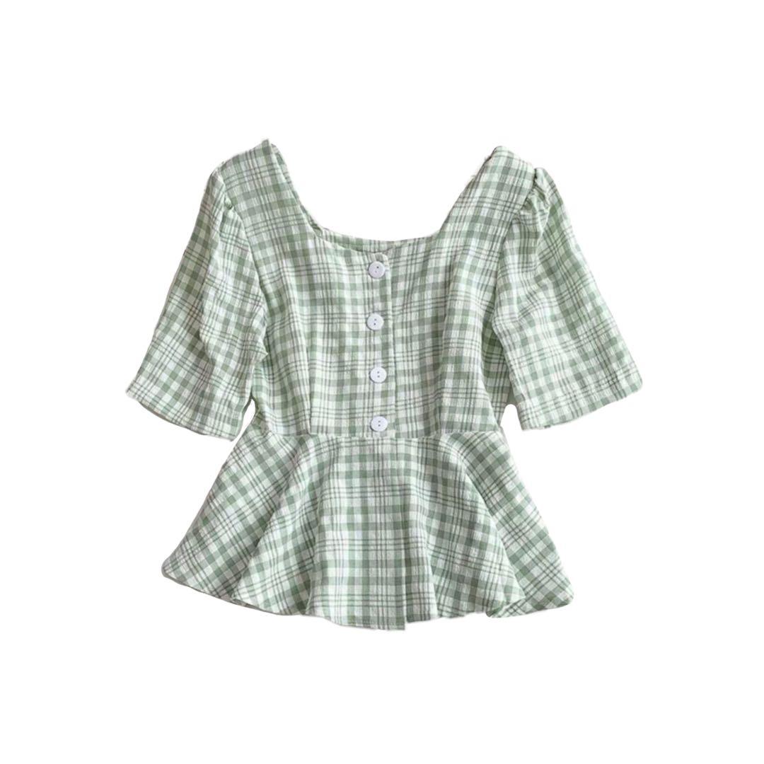 square neck peplum blouse