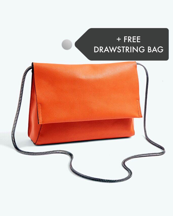 Orange clutch bag topshop cheap