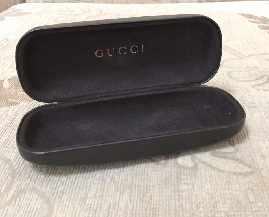 Vintage Branded Gucci sunglasses leather hard case spectacle box dark brown Authentic