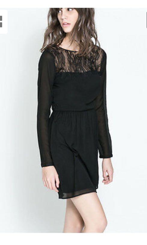 zara black lace dress 2019