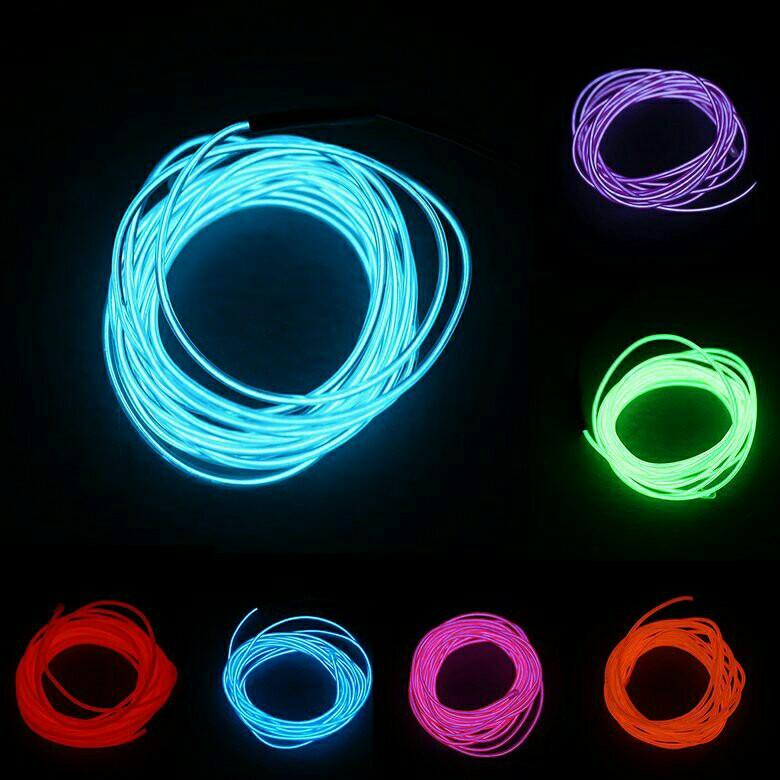 2m Flexible El Wire Tube Rope Neon Light Glow Controller Car Party