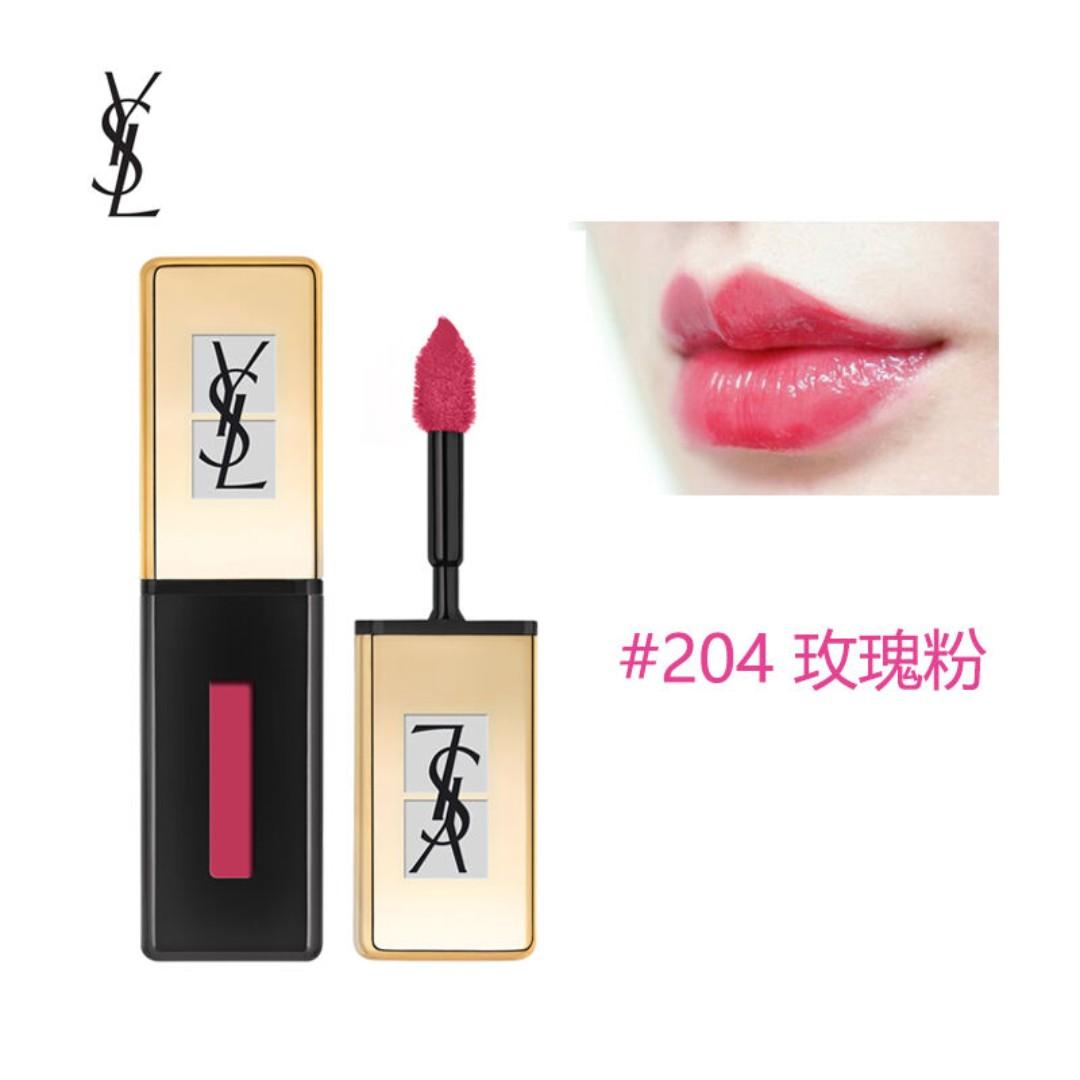 YSL Rouge Pur Couture Vernis A Levres Pop Water Glossy Stain 204 Onde Rose 6ml