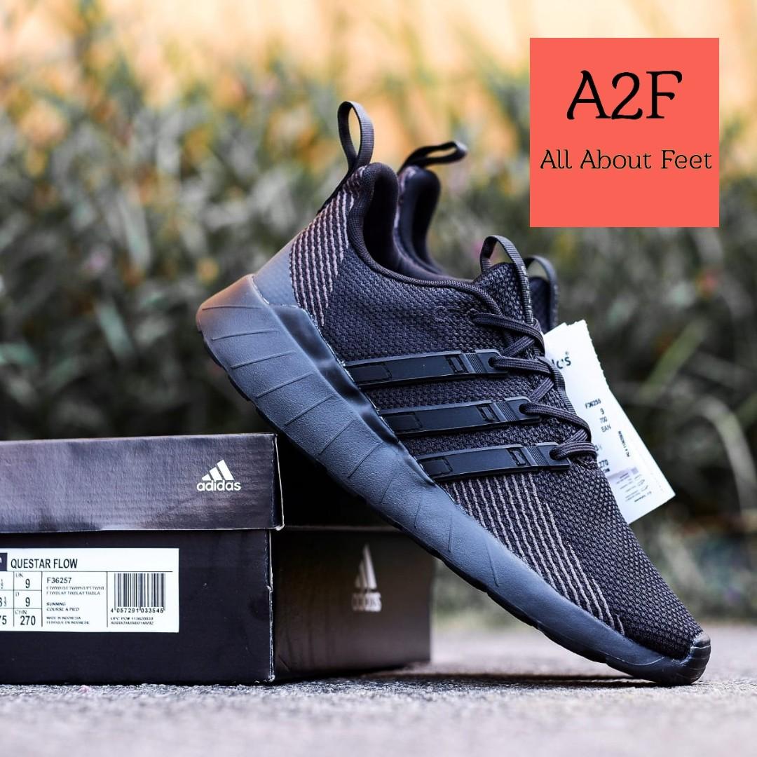 ADIDAS QUESTAR FLOW FULL BLACK, Fesyen 