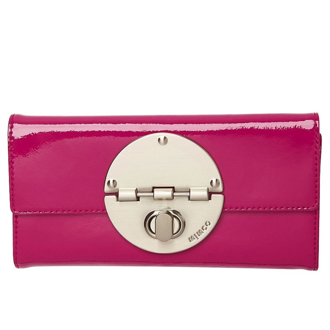 AS NEW MIMCO Large Turnlock Wallet In Schiaparelli Pink Patent Leather