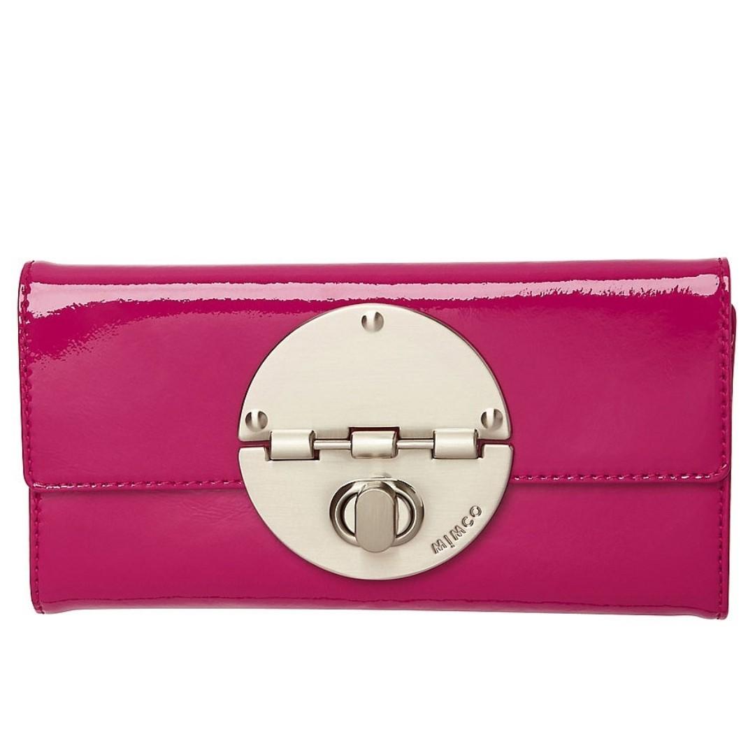 AS NEW MIMCO Large Turnlock Wallet In Schiaparelli Pink Patent Leather ...