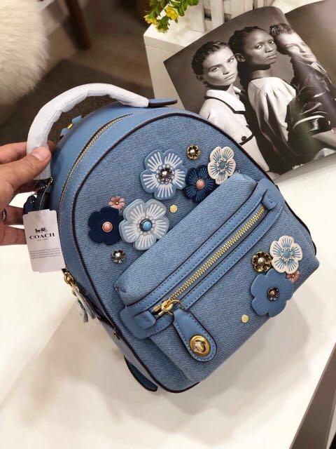 Authentic coach denim tea Rose backpack