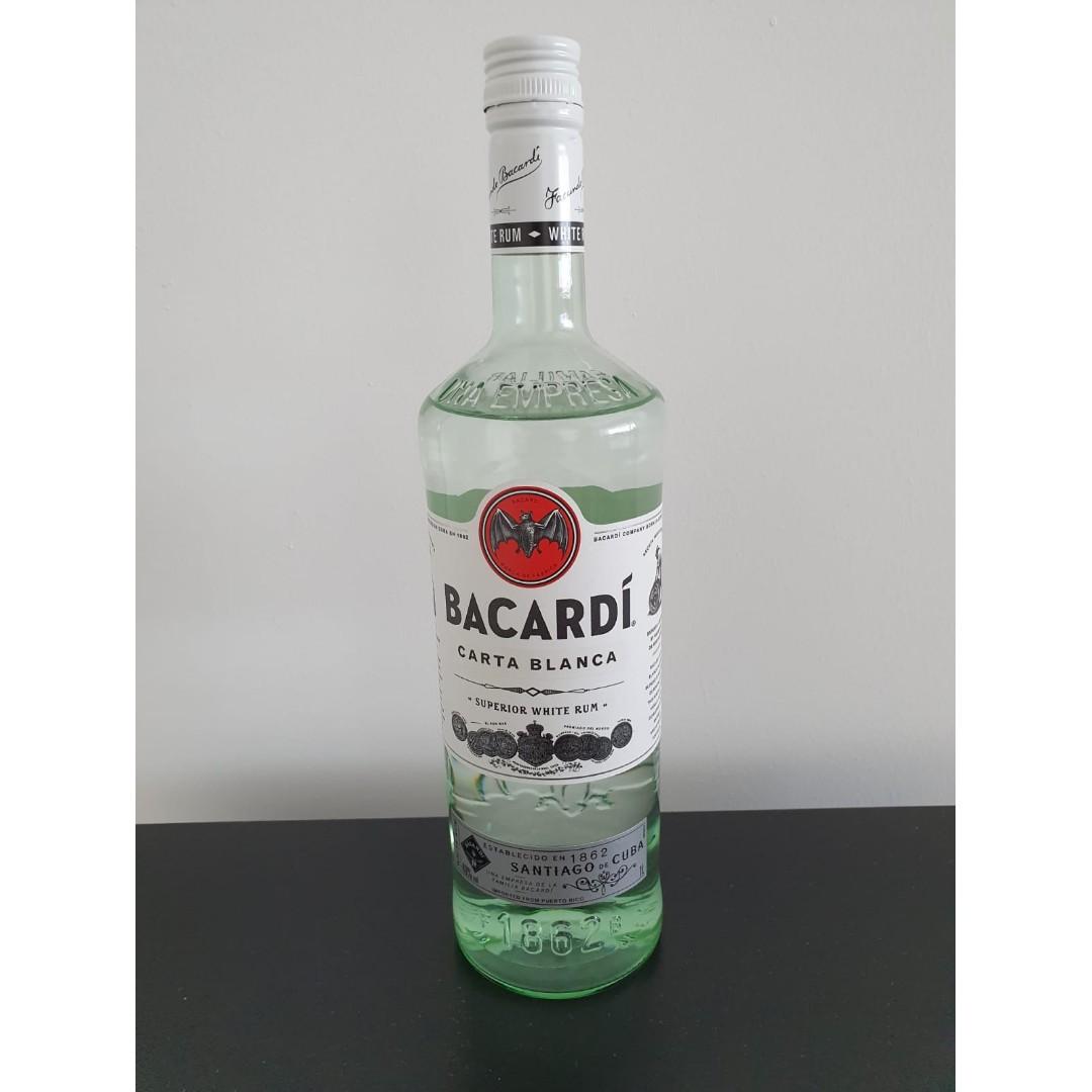 BACARDI CARTA BLANCA 1L RUM (Opened Bottle), Food & Drinks, Alcoholic