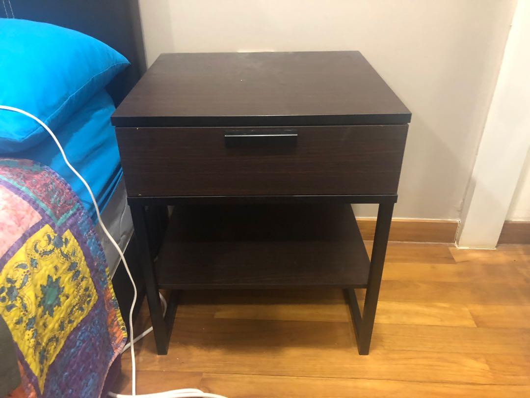 Bedside Table (Category: Tables & Sets) located in Singapore. Submitted by functionzer0 (Listing ID 237949605, Image 1). Description: Well maintained wooden bedside tables. Selling due to moving back to the UK. One item available. Dimensions: 45cm width x 40cm length x 53cm height.