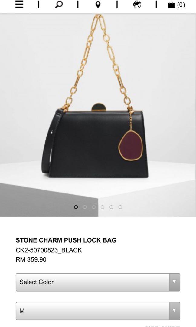 Charles & Keith Stone Charm Push Lock Bag