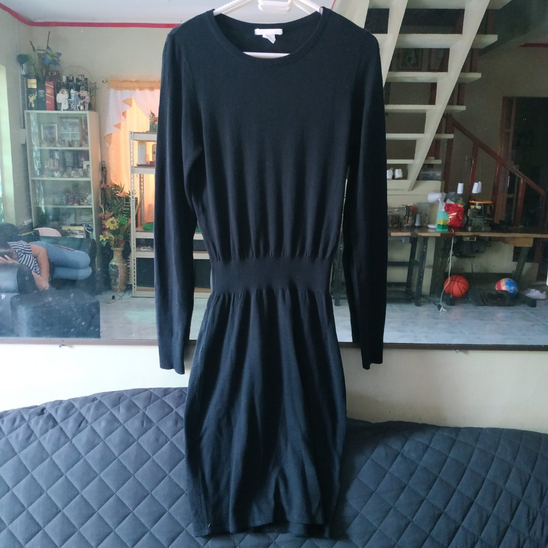 h&m black fitted dress