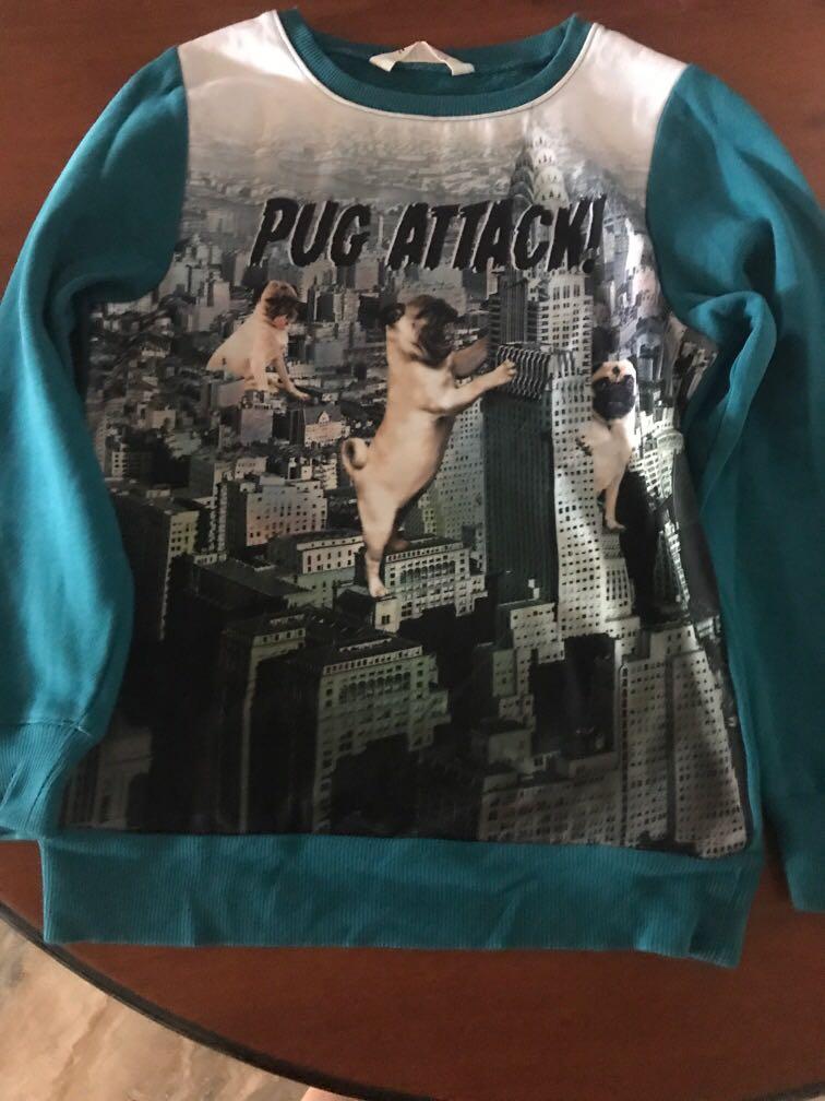 Pug sweatshirt h&m clearance