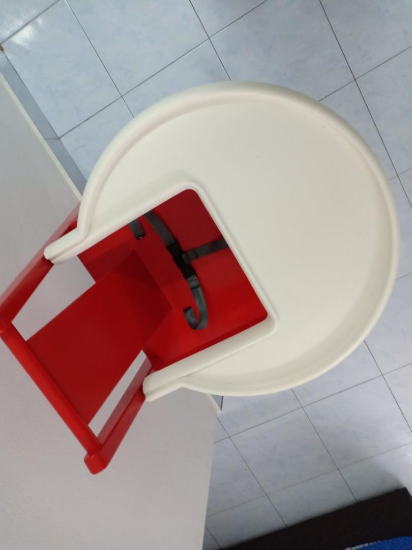 Ikea blames baby high chair in red with removable tray, Babies & Kids