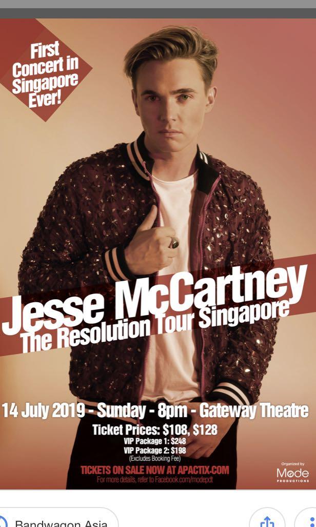 JESSE MCCARTNEY TICKET, Tickets & Vouchers, Event Tickets on Carousell