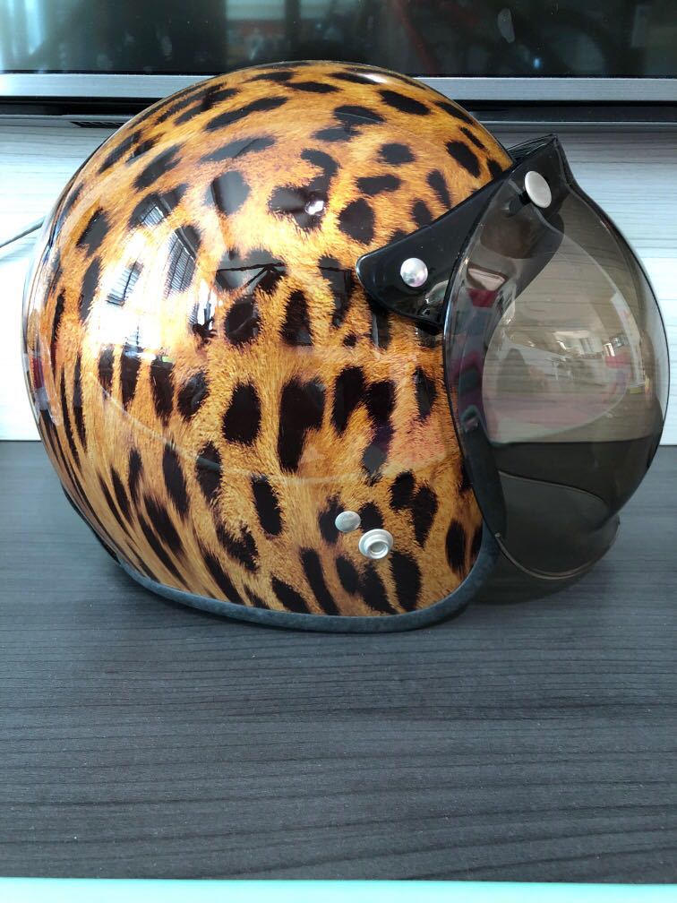 Leopard helmet for female, Motorcycles, Motorcycle Accessories on Carousell