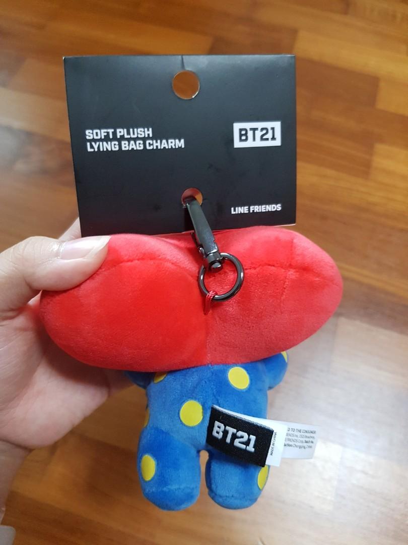 Wts Bn Official Bt21 Soft Plush Lying Bag Charm Tata