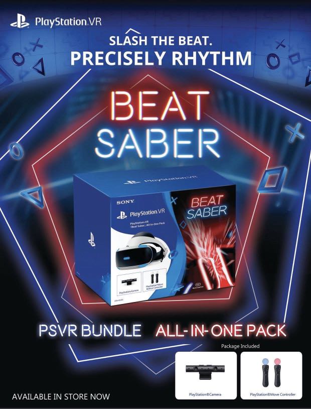 PS4 PSVR Beat Saber Bundle, Video Gaming, Video Game on Carousell