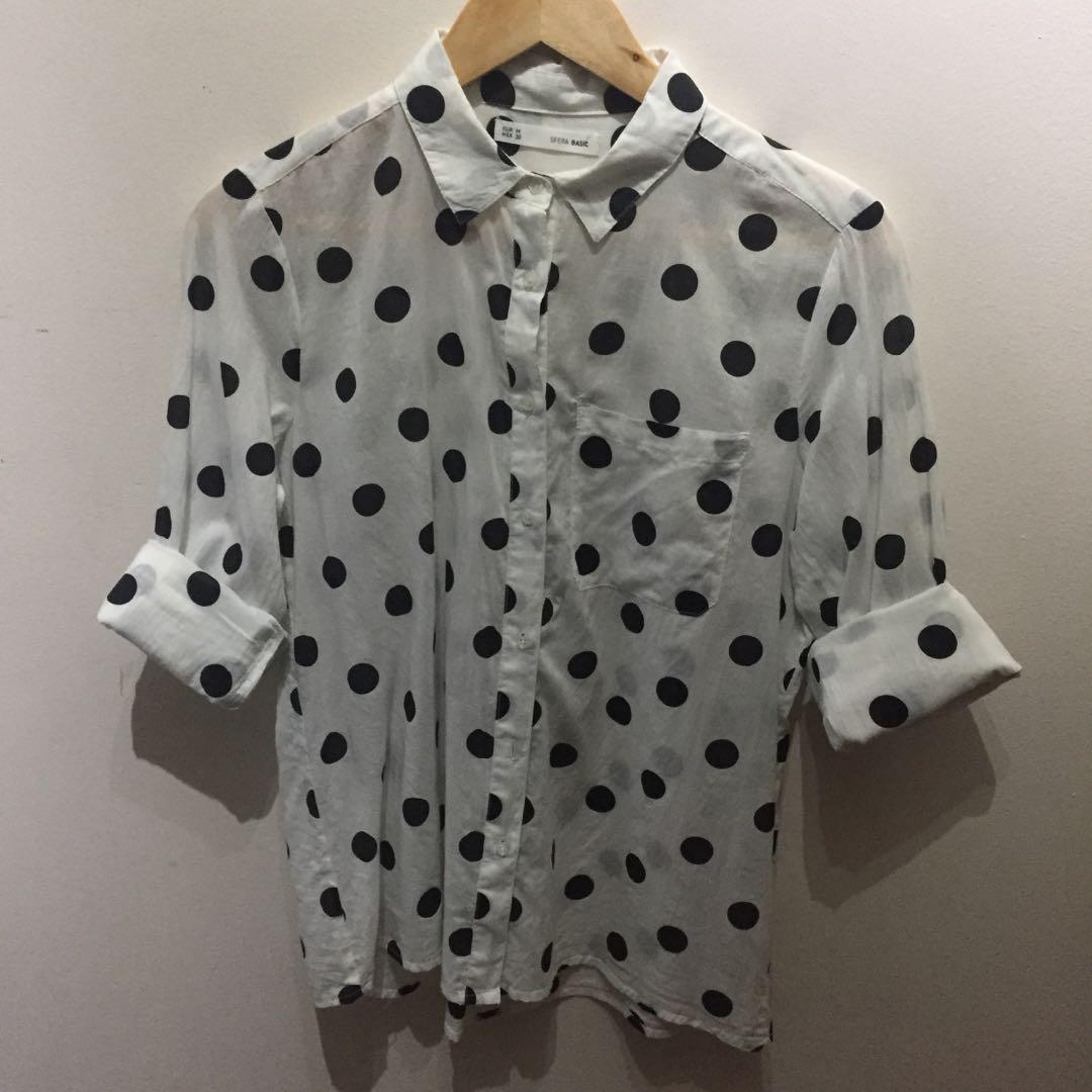 Sfera Basic Polka Dot Longsleeves Women S Fashion Clothes Tops