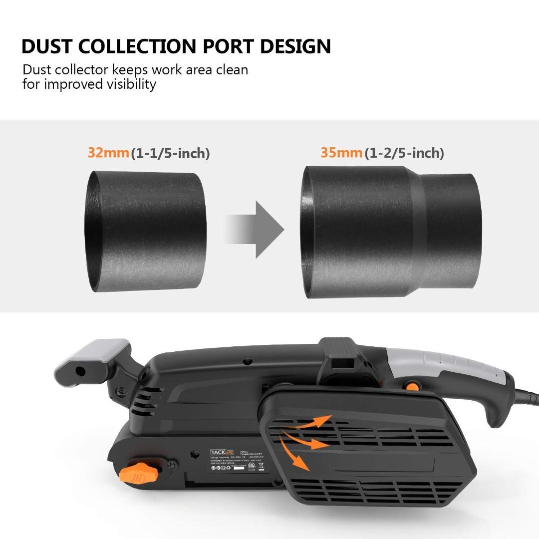 Tacklife 1 4 Sheet Finish Sander 900W PSFS2A Sander with Dust Collection 75 533MM Sander Belt Variable Speed 13 Dials Inverted Sanding