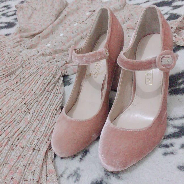 velvet pink heels
