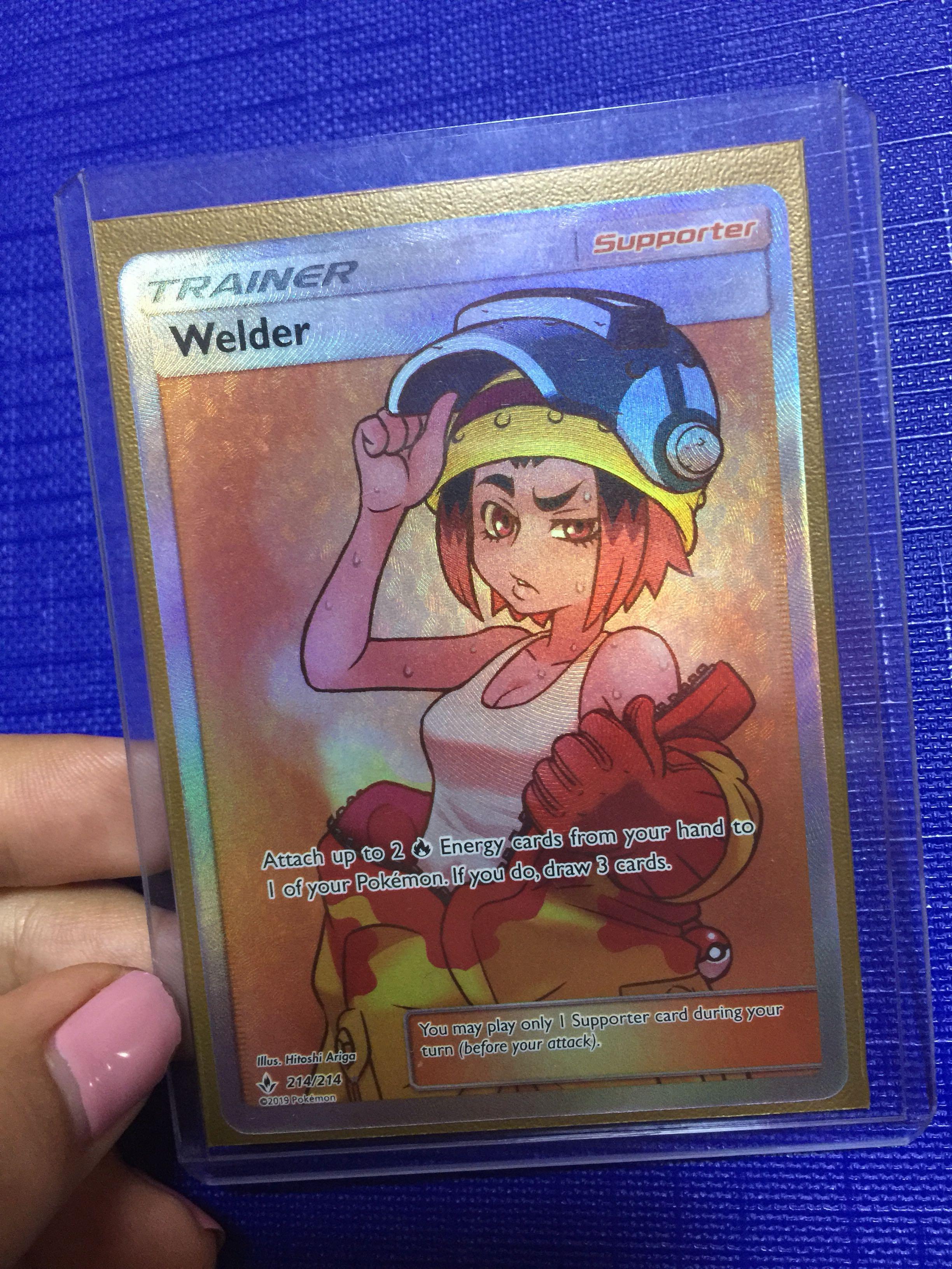 NM FULL ART Pokemon WELDER Card UNBROKEN BONDS Set//214 SM Rare Trainer Supporter