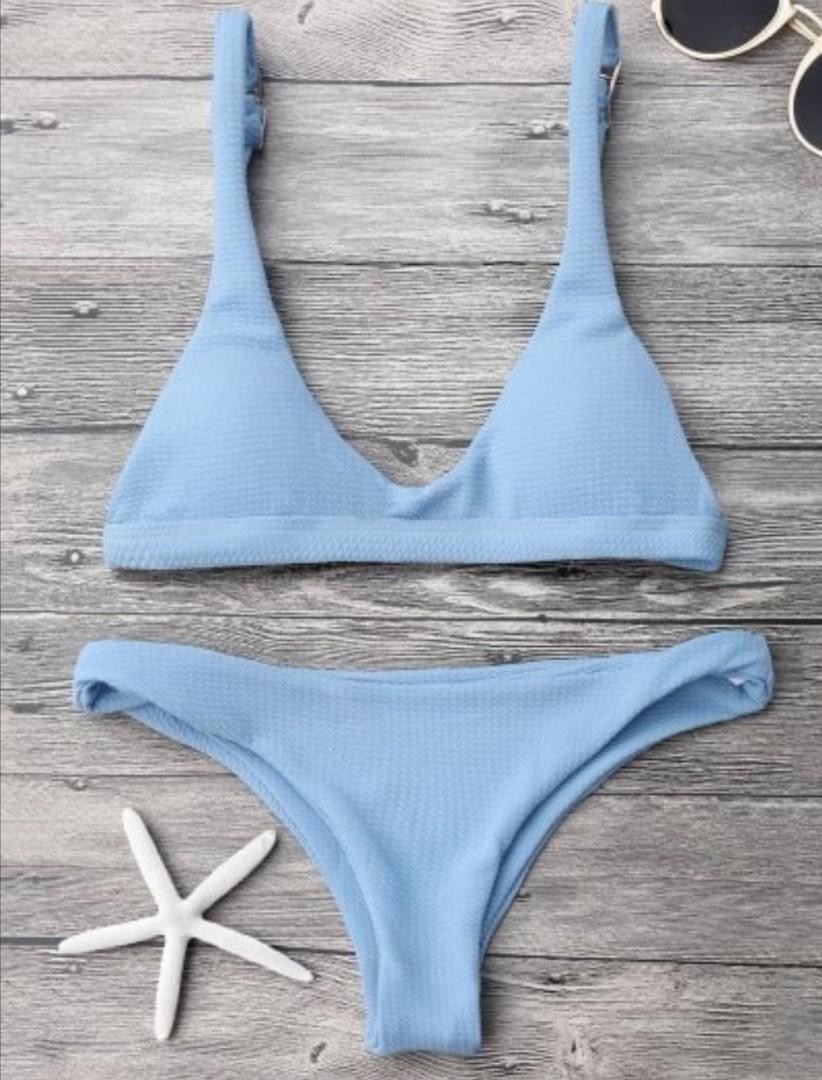 Zaful low waisted scoop neck bikini set swimsuit Women s Fashion