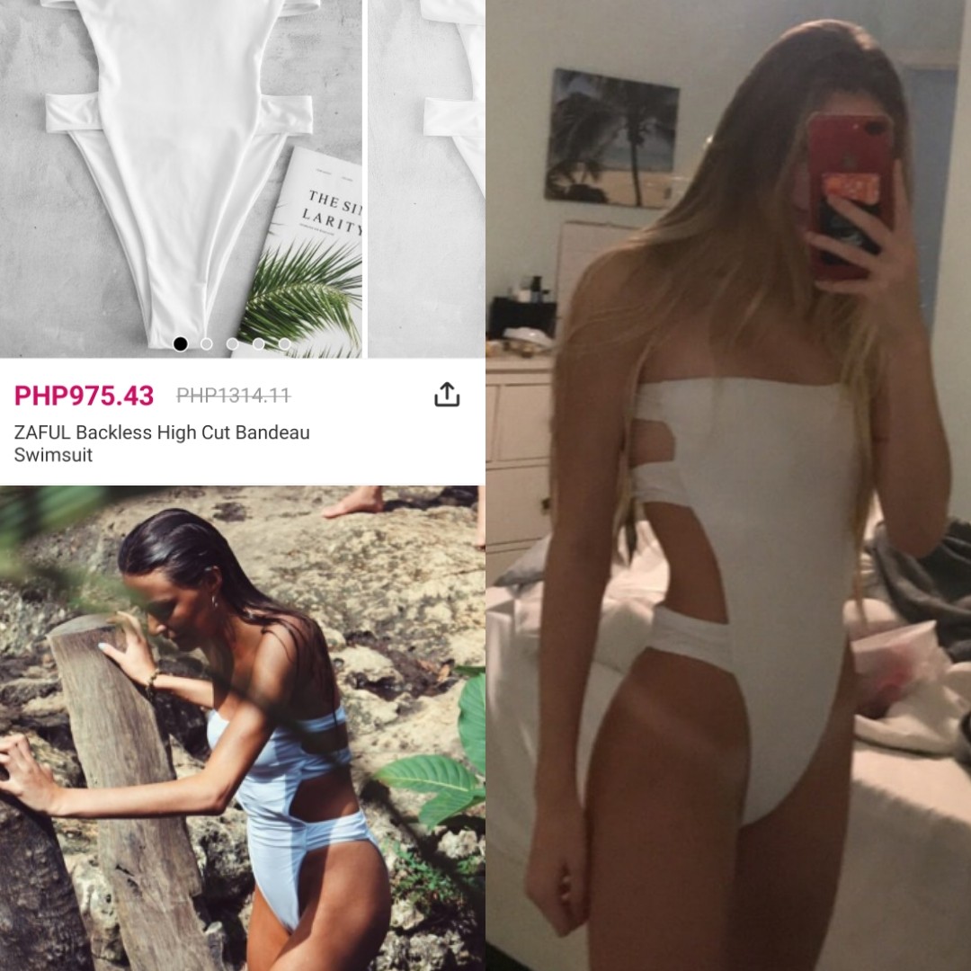 Zaful backless high hot sale cut bandeau swimsuit