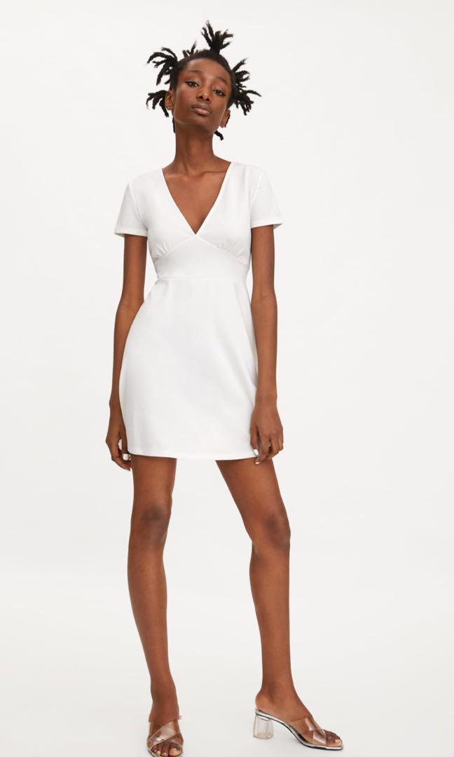 Zara White Short Dress, Women's Fashion 
